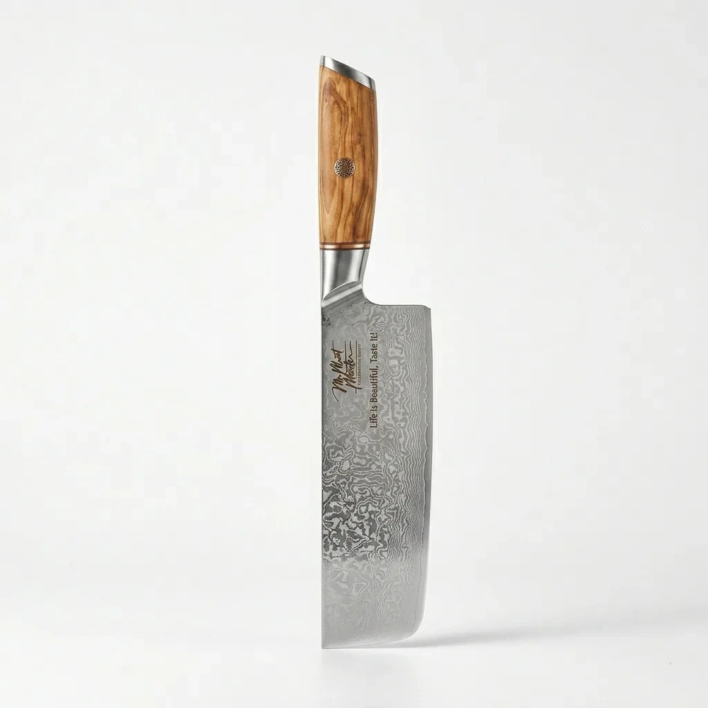 Mr Meat Master 7.1" Nakiri Knife Damascus Steel (Silver)